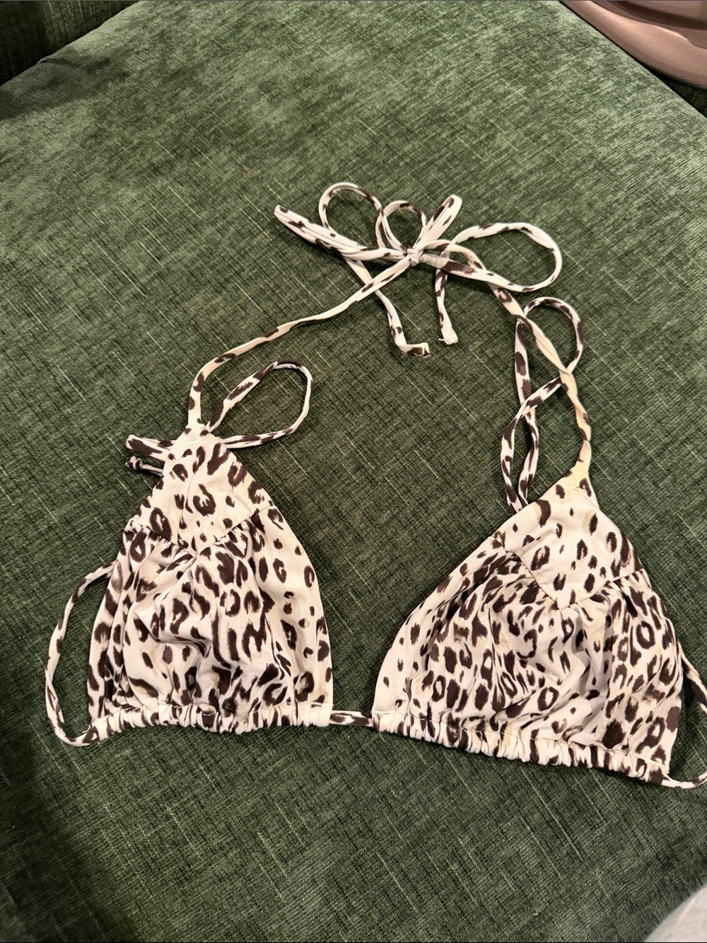 H&M White Triangle Bikini Top with Black Trim